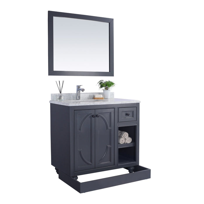 Laviva Odyssey 36" Maple Grey Bathroom Vanity with Matte White VIVA Stone Solid Surface Countertop 313613-36G-MW