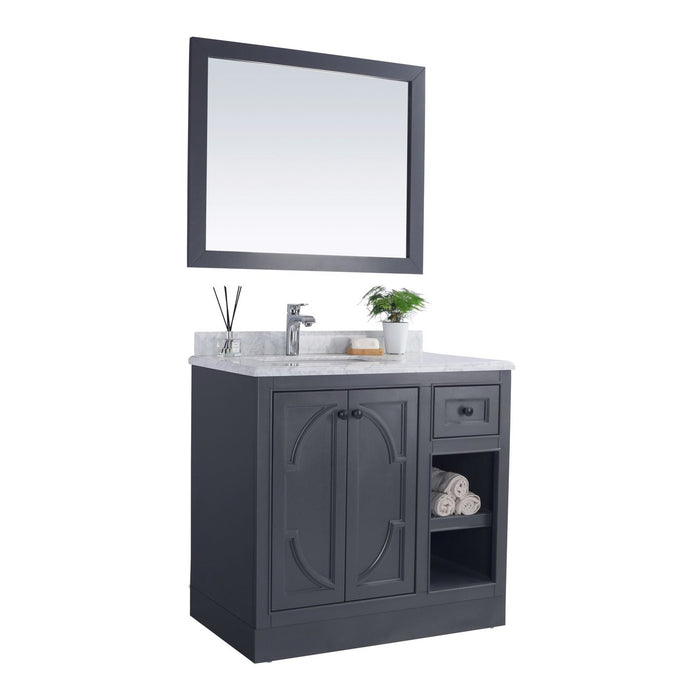 Laviva Odyssey 36" Maple Grey Bathroom Vanity with White Carrara Marble Countertop 313613-36G-WC
