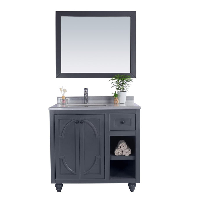 Laviva Odyssey 36" Maple Grey Bathroom Vanity with White Stripes Marble Countertop 313613-36G-WS