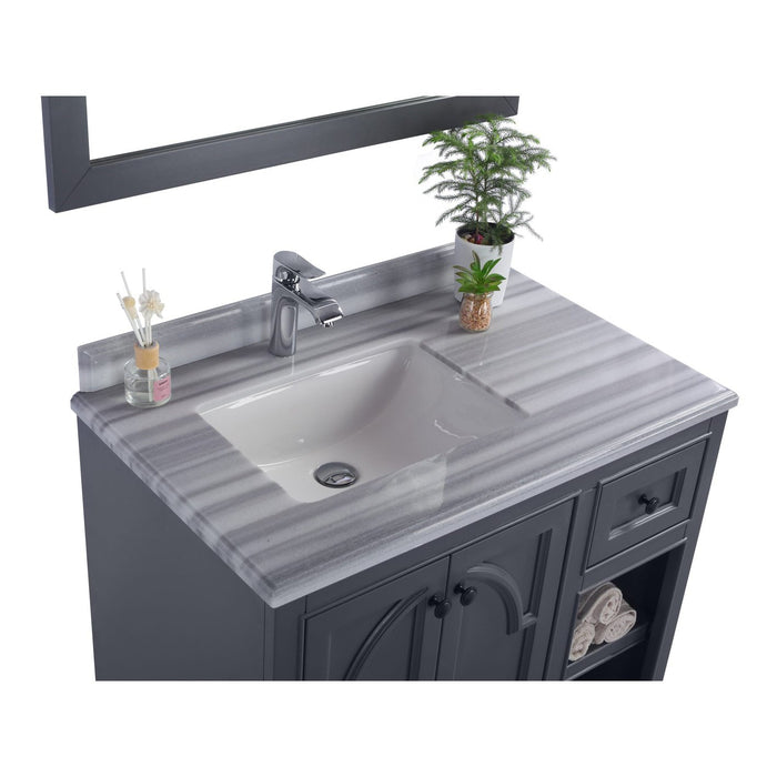 Laviva Odyssey 36" Maple Grey Bathroom Vanity with White Stripes Marble Countertop 313613-36G-WS