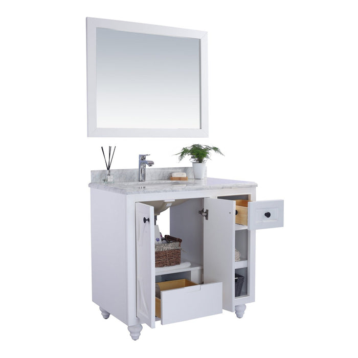 Laviva Odyssey 36" White Bathroom Vanity with Matte White VIVA Stone Solid Surface Countertop 313613-36W-MW