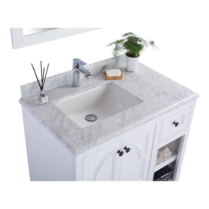 Laviva Odyssey 36" White Bathroom Vanity with White Carrara Marble Countertop 313613-36W-WC