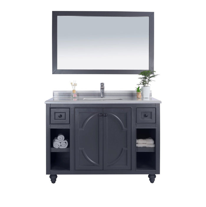 Laviva Odyssey 48" Maple Grey Bathroom Vanity with White Stripes Marble Countertop 313613-48G-WS