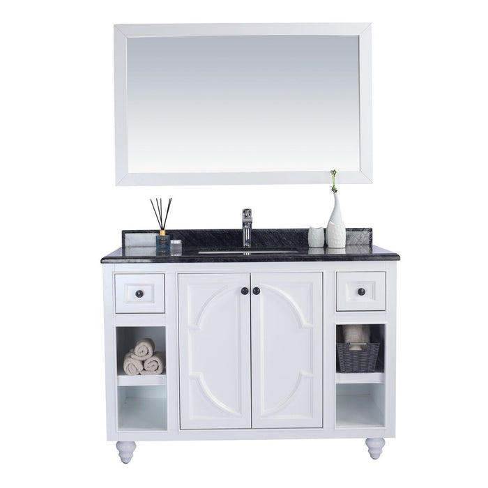 Laviva Odyssey 48″ White Bathroom Vanity with Black Wood 36″ size