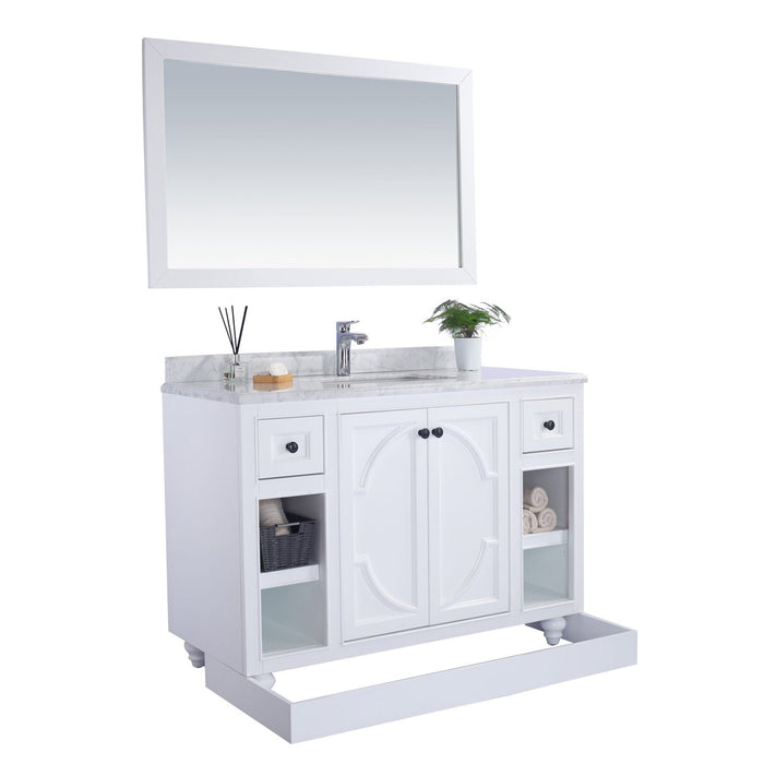 Laviva Odyssey 48" White Bathroom Vanity with White Carrara Marble Countertop 313613-48W-WC