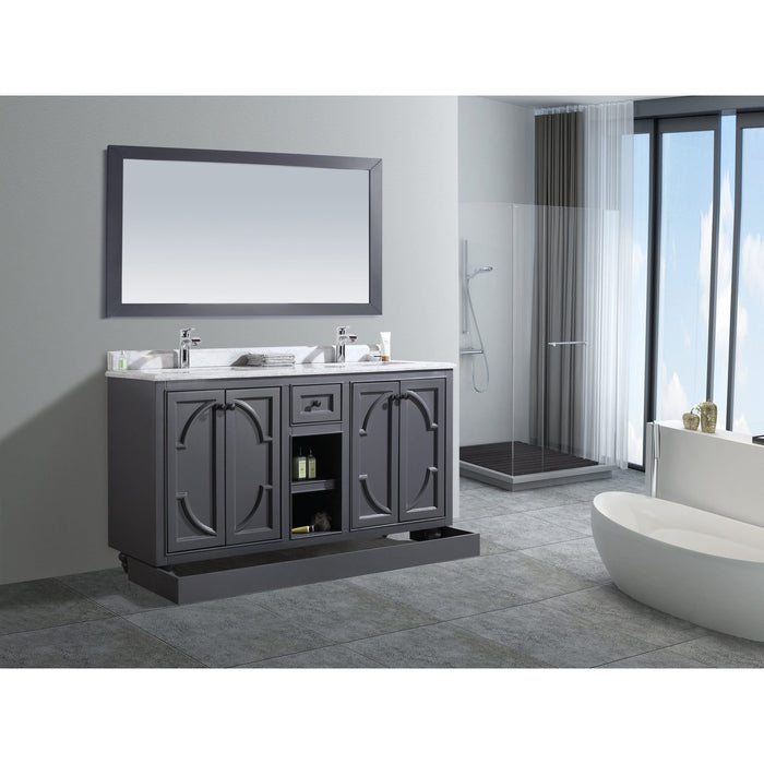 Laviva Odyssey 60" Maple Grey Double Sink Bathroom Vanity with White Carrara Marble Countertop 313613-60G-WC