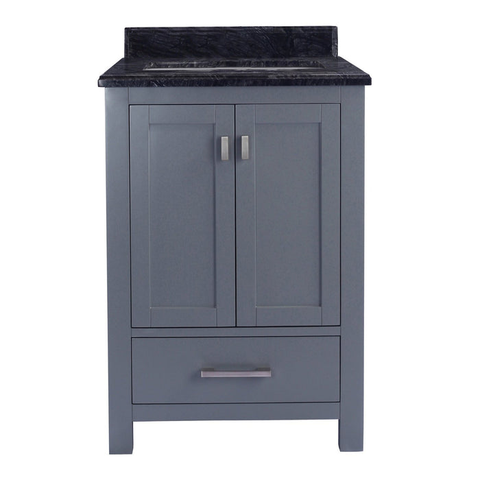 Laviva Wilson 24" Grey Bathroom Vanity with Black Wood Marble Countertop 313ANG-24G-BW