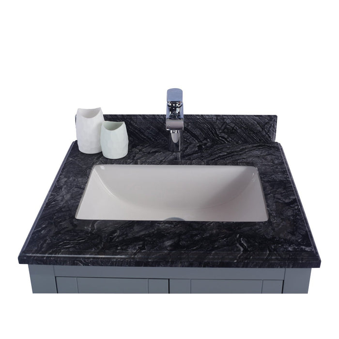 Laviva Wilson 24" Grey Bathroom Vanity with Black Wood Marble Countertop 313ANG-24G-BW