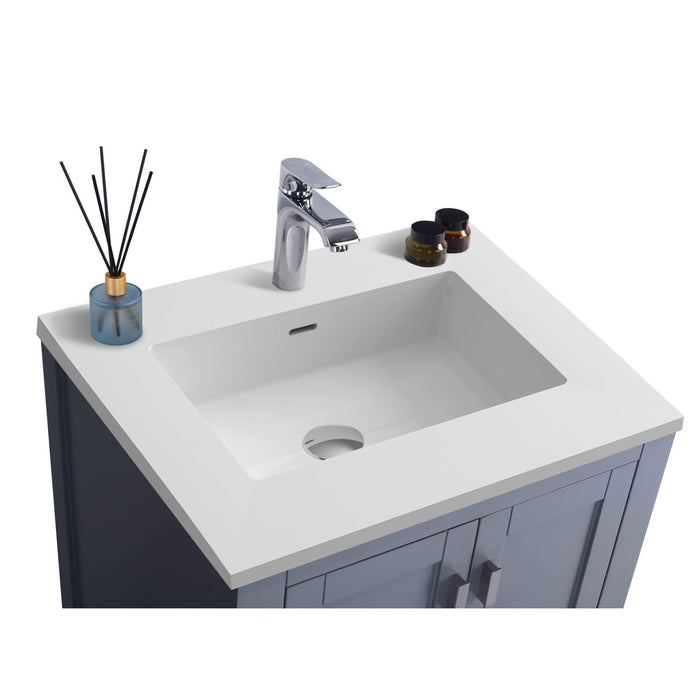 Laviva Wilson 24" Grey Bathroom Vanity with Matte White VIVA Stone Solid Surface Countertop 313ANG-24G-MW