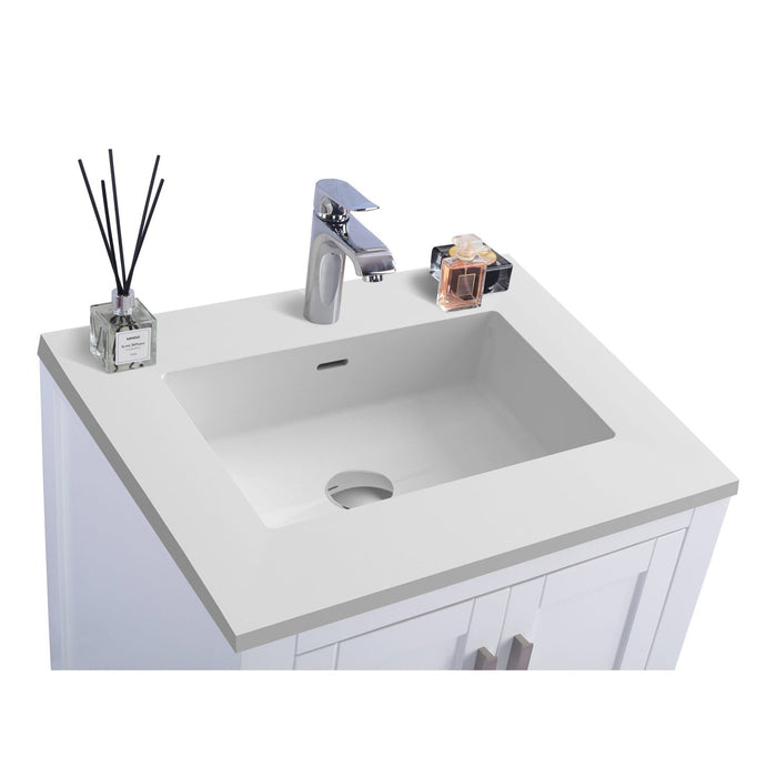 Laviva Wilson 24" White Bathroom Vanity with Matte White VIVA Stone Solid Surface Countertop 313ANG-24W-MW