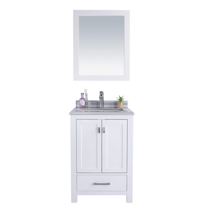 Laviva Wilson 24" White Bathroom Vanity with White Stripes Marble Countertop 313ANG-24W-WS
