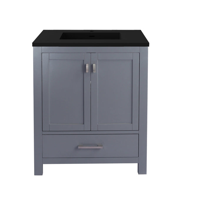 Laviva Wilson 30" Grey Bathroom Vanity with Matte White VIVA Stone Solid Surface Countertop 313ANG-30G-MW