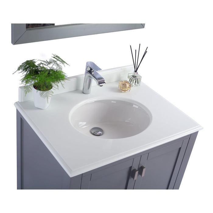 Laviva Wilson 30" Grey Bathroom Vanity with Pure White Phoenix Stone Countertop 313ANG-30G-PW