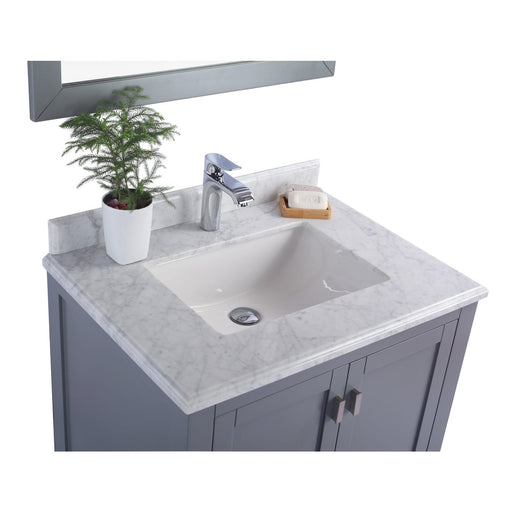 Laviva Wilson 30" Grey Bathroom Vanity with White Carrara Marble Countertop 313ANG-30G-WC