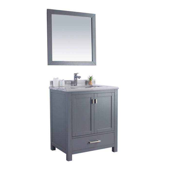 Laviva Wilson 30" Grey Bathroom Vanity with White Stripes Marble Countertop 313ANG-30G-WS