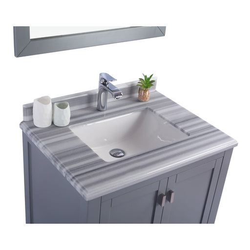 Laviva Wilson 30" Grey Bathroom Vanity with White Stripes Marble Countertop 313ANG-30G-WS
