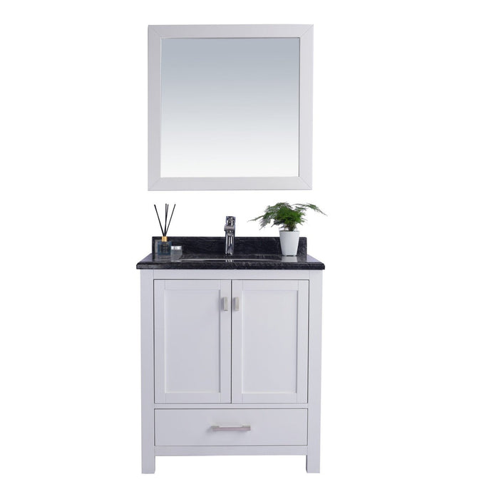 Laviva Wilson 30" White Bathroom Vanity with Black Wood Marble Countertop 313ANG-30W-BW