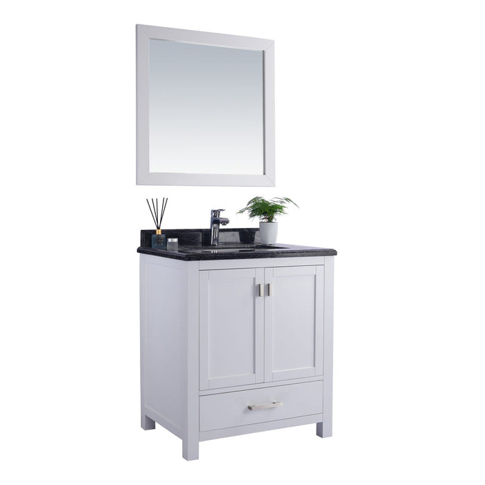 Laviva Wilson 30" White Bathroom Vanity with Black Wood Marble Countertop 313ANG-30W-BW