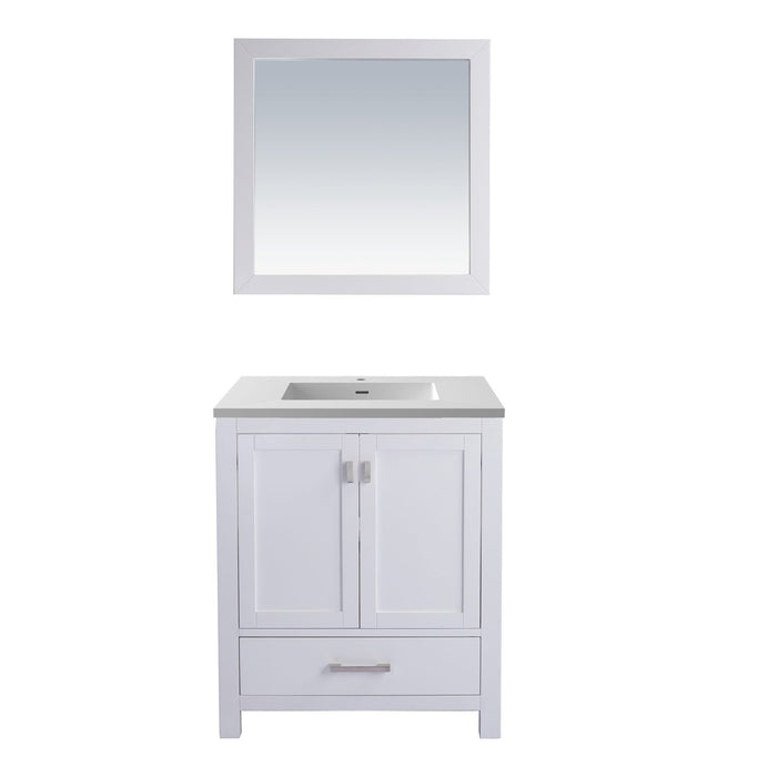 Laviva Wilson 30" White Bathroom Vanity with Matte White VIVA Stone Solid Surface Countertop 313ANG-30W-MW
