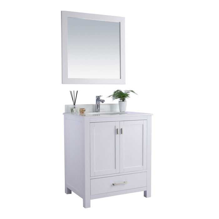 Laviva Wilson 30" White Bathroom Vanity with Pure White Phoenix Stone Countertop 313ANG-30W-PW
