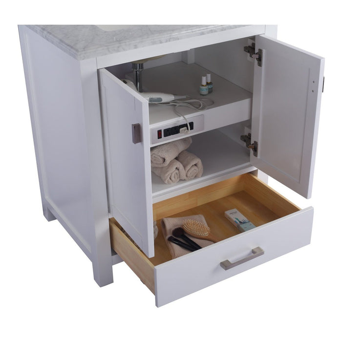 Laviva Wilson 30" White Bathroom Vanity with Pure White Phoenix Stone Countertop 313ANG-30W-PW