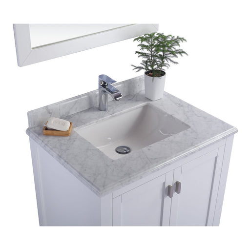 Laviva Wilson 30" White Bathroom Vanity with White Carrara Marble Countertop 313ANG-30W-WC