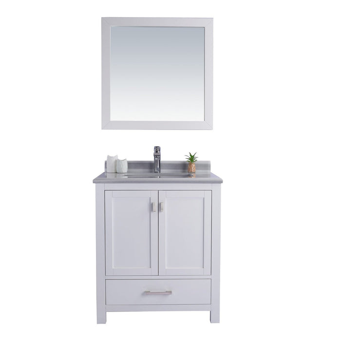 Laviva Wilson 30" White Bathroom Vanity with White Stripes Marble Countertop 313ANG-30W-WS