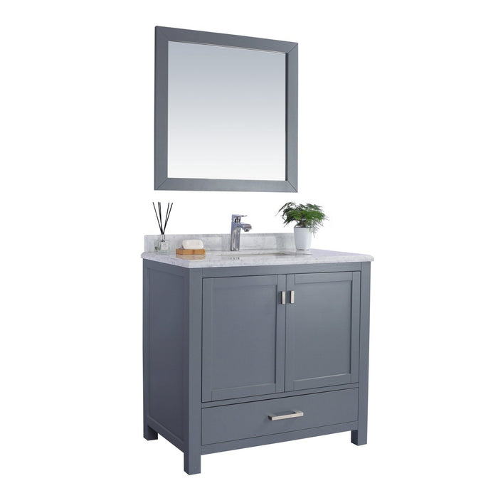 Laviva Wilson 36" Grey Bathroom Vanity with White Carrara Marble Countertop 313ANG-36G-WC