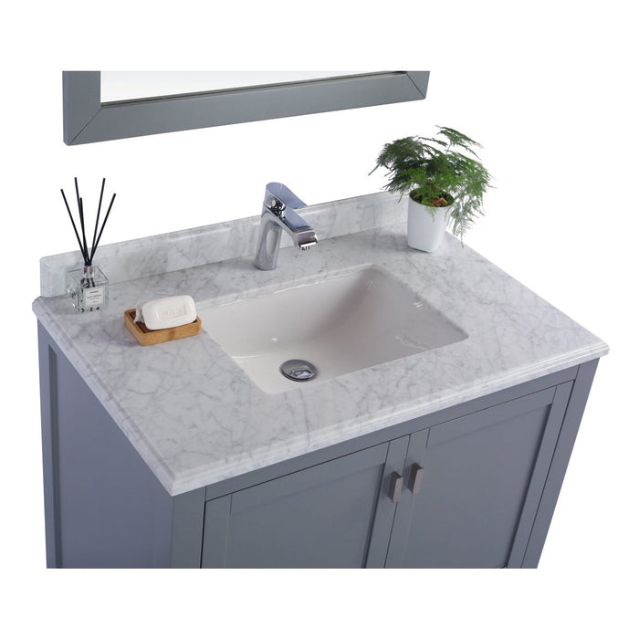Laviva Wilson 36" Grey Bathroom Vanity with White Carrara Marble Countertop 313ANG-36G-WC