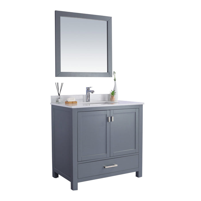 Laviva Wilson 36" Grey Bathroom Vanity with White Quartz Countertop 313ANG-36G-WQ