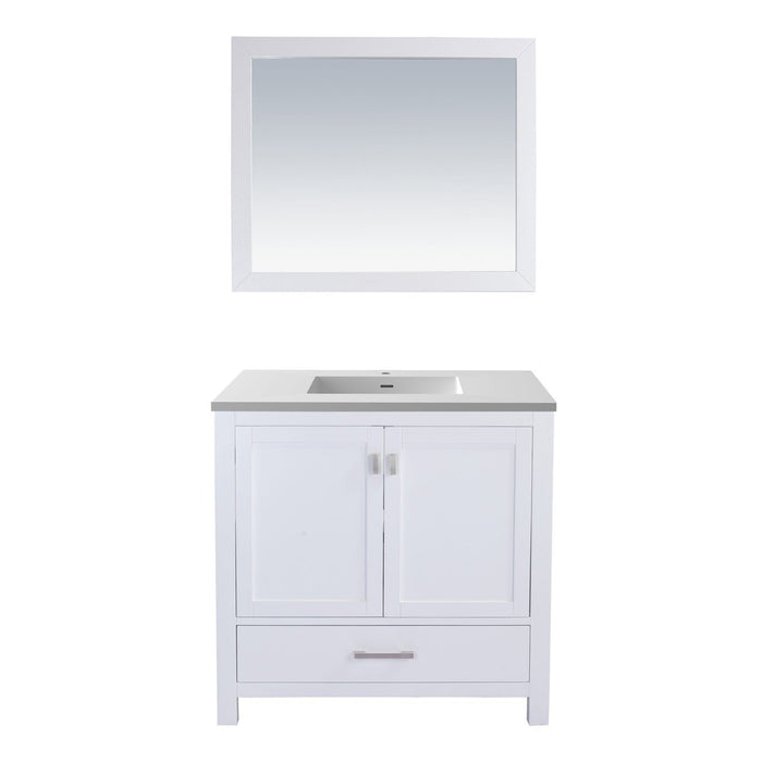 Laviva Wilson 36" White Bathroom Vanity with Matte White VIVA Stone Solid Surface Countertop 313ANG-36W-MW