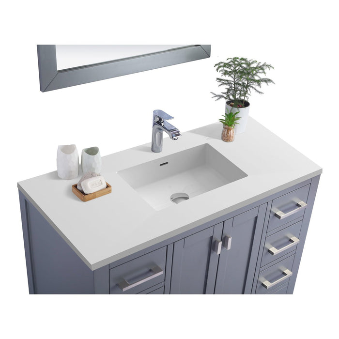 Laviva Wilson 42" Grey Bathroom Vanity with Matte White VIVA Stone Solid Surface Countertop 313ANG-42G-MW
