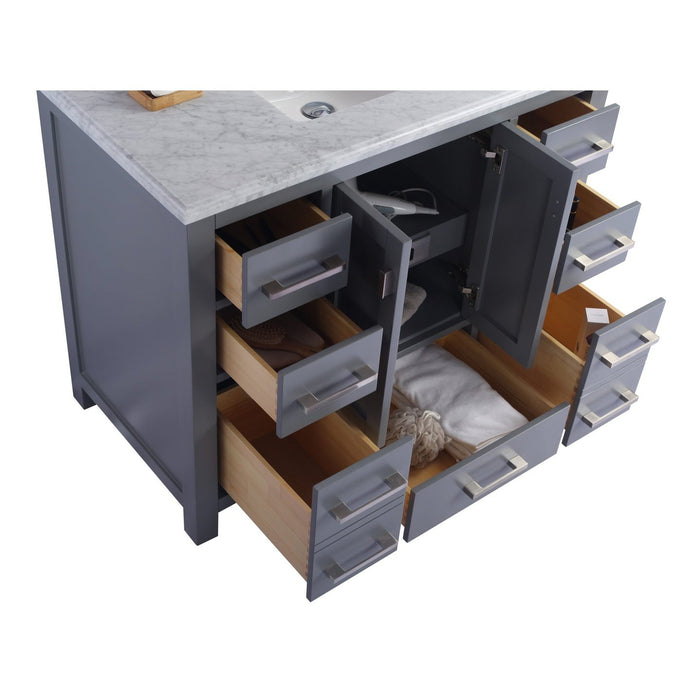 Laviva Wilson 42" Grey Bathroom Vanity with White Carrara Marble Countertop 313ANG-42G-WC
