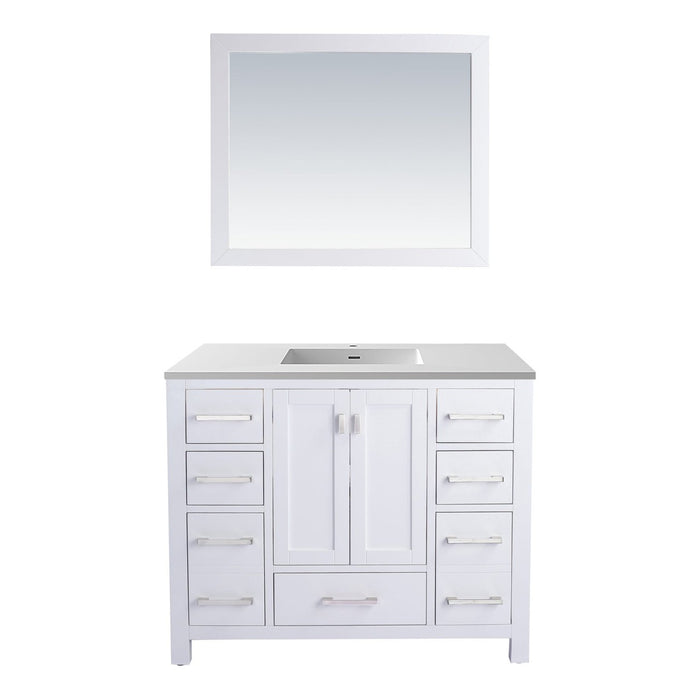 Laviva Wilson 42" White Bathroom Vanity with Matte White VIVA Stone Solid Surface Countertop 313ANG-42W-MW