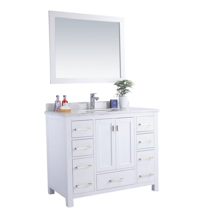 Laviva Wilson 42" White Bathroom Vanity with White Carrara Marble Countertop 313ANG-42W-WC