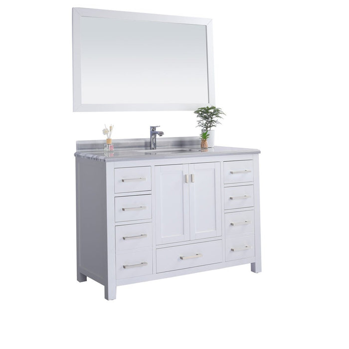 Laviva Wilson 48" White Bathroom Vanity with White Stripes Marble Countertop 313ANG-48W-WS