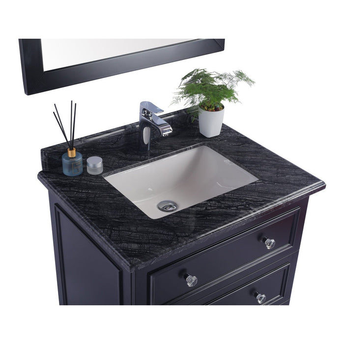 Laviva Luna 30" Espresso Bathroom Vanity with Black Wood Marble Countertop 313DVN-30E-BW