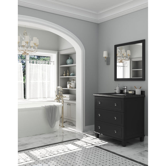 Laviva Luna 30" Espresso Bathroom Vanity with Black Wood Marble Countertop 313DVN-30E-BW