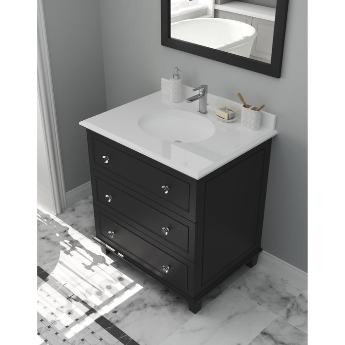 Laviva Luna 30" Espresso Bathroom Vanity with Pure White Phoenix Stone Countertop 313DVN-30E-PW