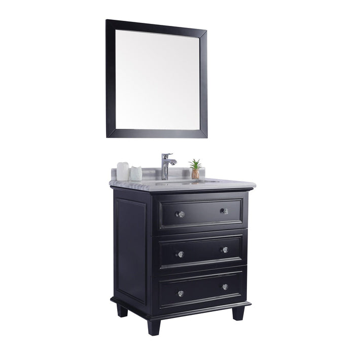 Laviva Luna 30" Espresso Bathroom Vanity with White Stripes Marble Countertop 313DVN-30E-WS