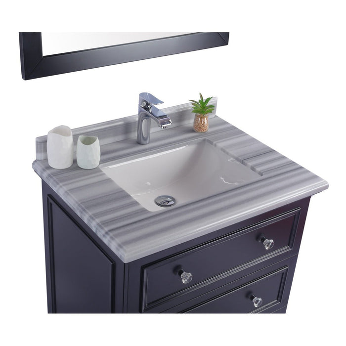 Laviva Luna 30" Espresso Bathroom Vanity with White Stripes Marble Countertop 313DVN-30E-WS