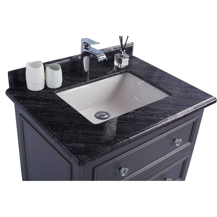 Laviva Luna 30" Maple Grey Bathroom Vanity with Black Wood Marble Countertop 313DVN-30G-BW