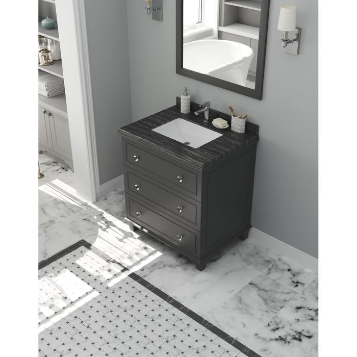 Laviva Luna 30" Maple Grey Bathroom Vanity with Black Wood Marble Countertop 313DVN-30G-BW