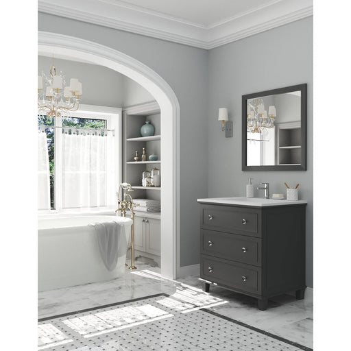 Laviva Luna 30" Maple Grey Bathroom Vanity with Matte White VIVA Stone Solid Surface Countertop 313DVN-30G-MW