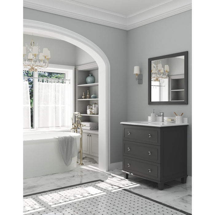 Laviva Luna 30" Maple Grey Bathroom Vanity with Pure White Phoenix Stone Countertop 313DVN-30G-PW
