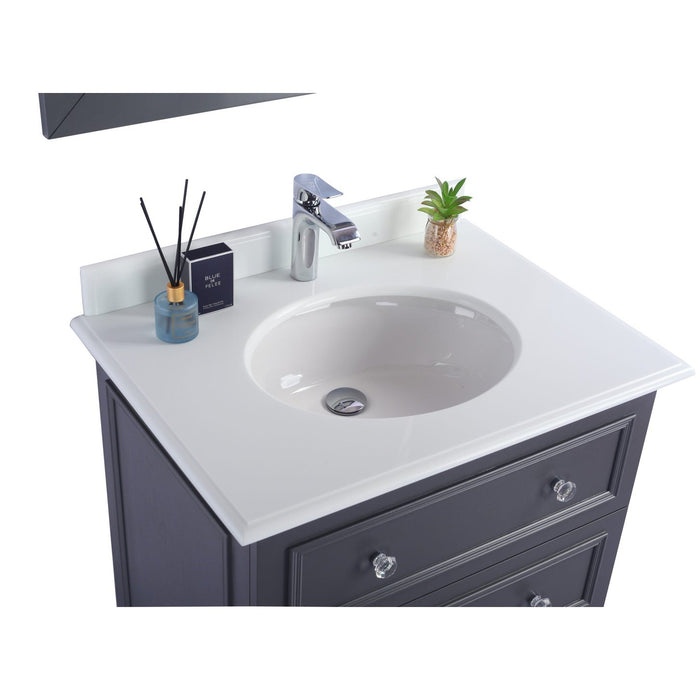 Laviva Luna 30" Maple Grey Bathroom Vanity with Pure White Phoenix Stone Countertop 313DVN-30G-PW