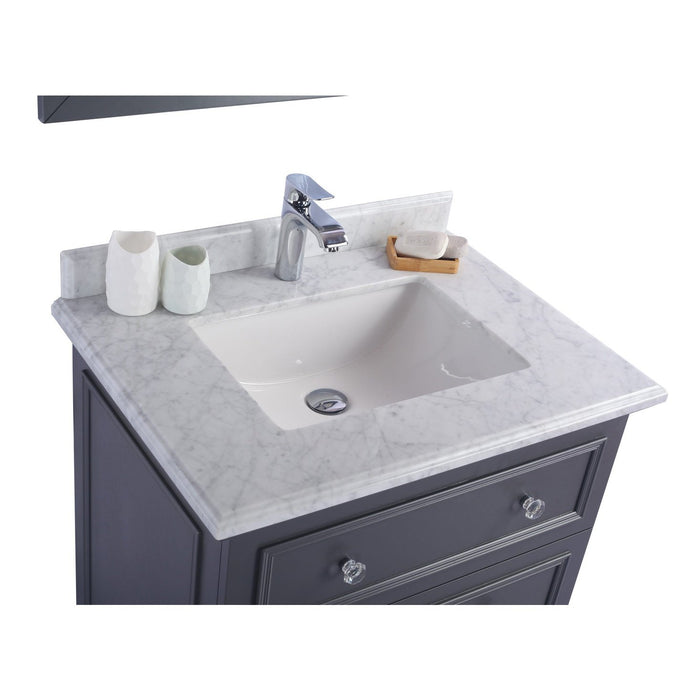Laviva Luna 30" Maple Grey Bathroom Vanity with White Carrara Marble Countertop 313DVN-30G-WC