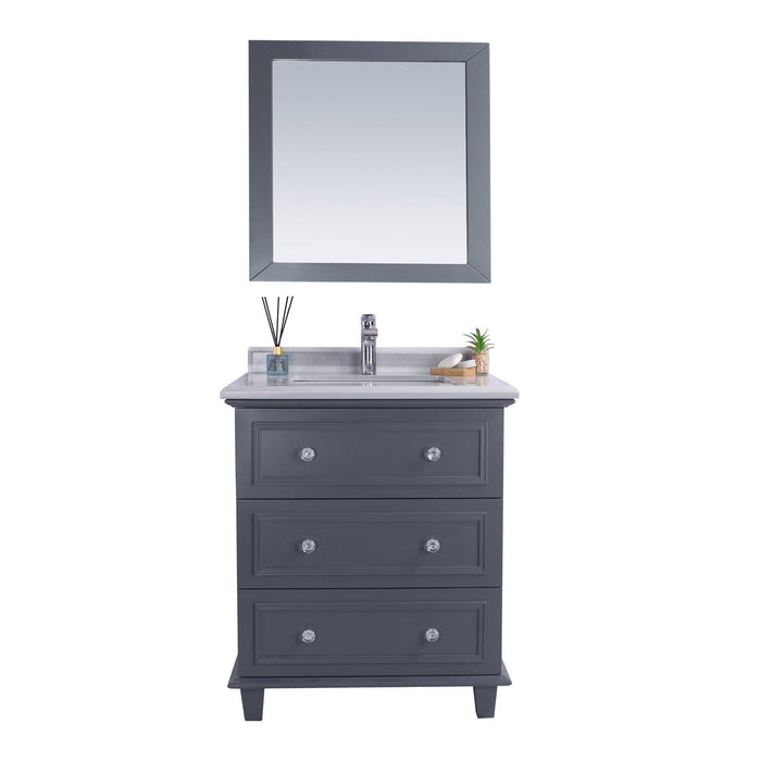 Laviva Luna 30" Maple Grey Bathroom Vanity with White Stripes Marble Countertop 313DVN-30G-WS