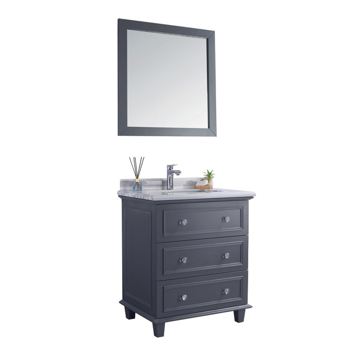 Laviva Luna 30" Maple Grey Bathroom Vanity with White Stripes Marble Countertop 313DVN-30G-WS
