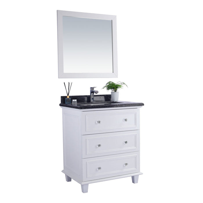 Laviva Luna 30" White Bathroom Vanity with Black Wood Marble Countertop 313DVN-30W-BW